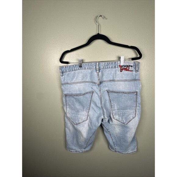 Triple Five Soul Men’s Sz 34 Light Wash Jorts‎ Denim Jean Shorts 555 Soul Y2K - Picture 2 of 15